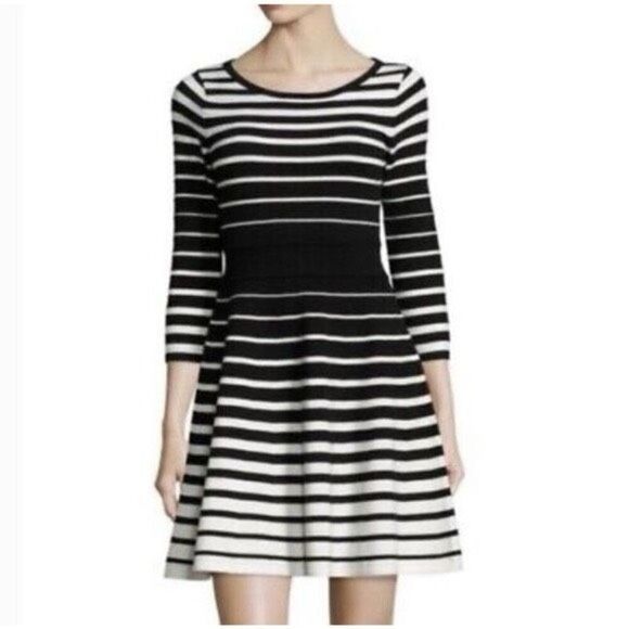 Milly New York Degrade A Line Striped Dress Size Small Black White - Picture 1 of 6